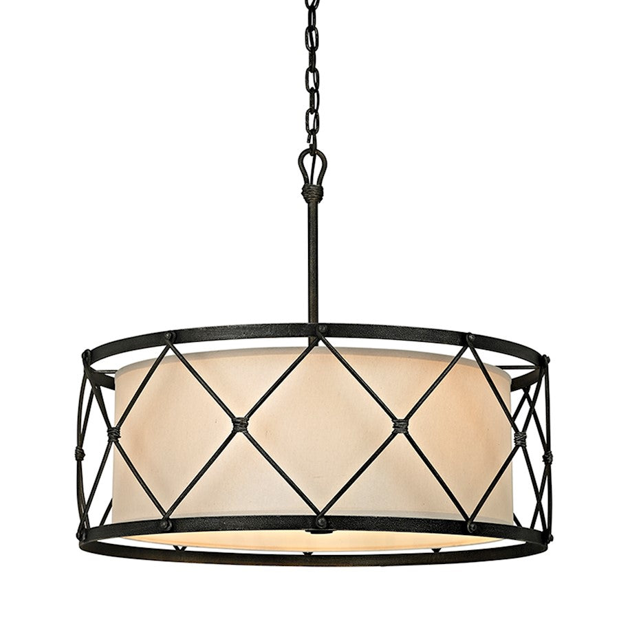 6 Light Dining Pendant, Aged Pewter