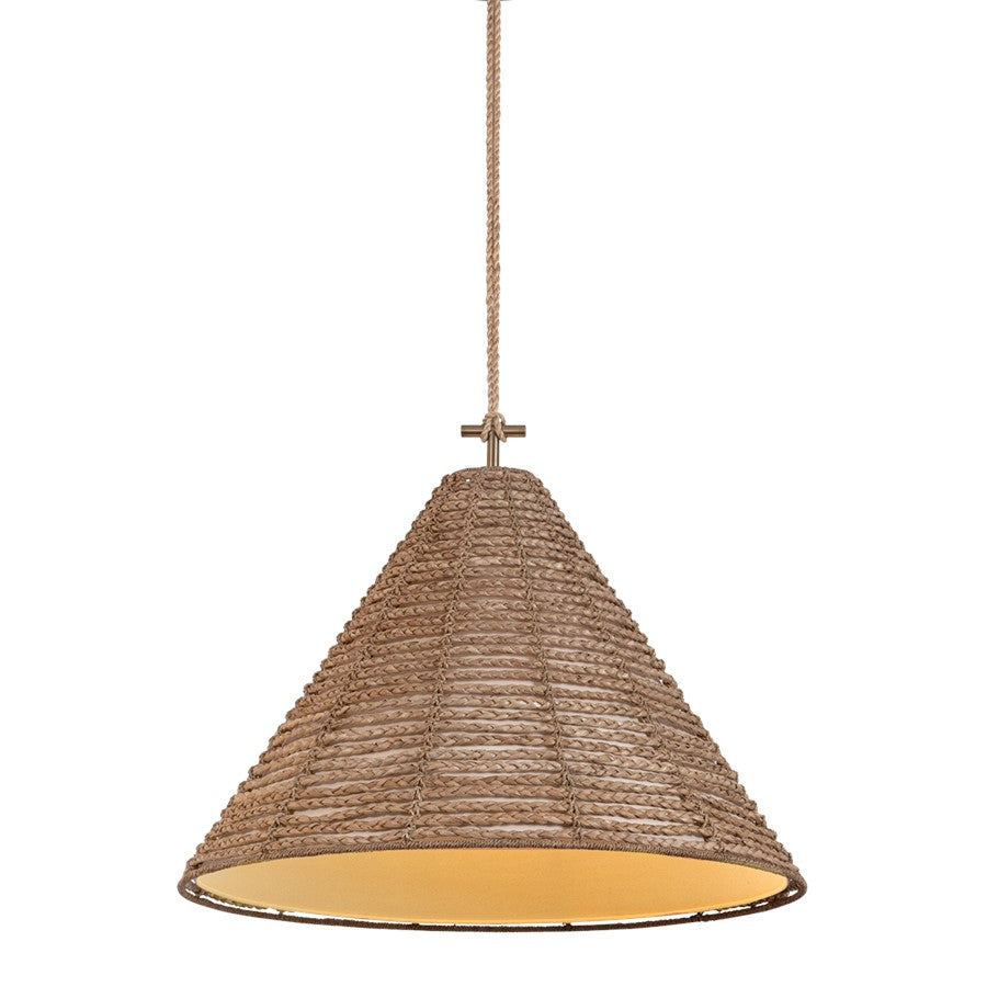 Troy Lighting Redwood 1 Light 30" Pendant, Patina Brass/Abaca - F6030-PBR