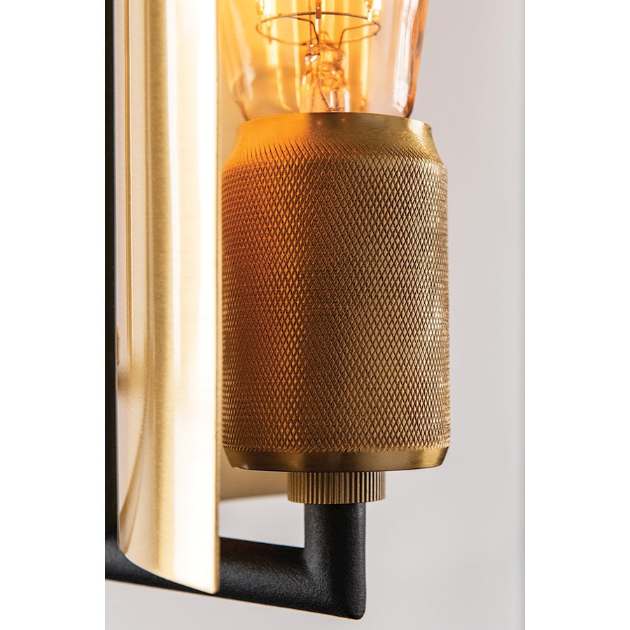 5 Light Chandelier, Black & Brass