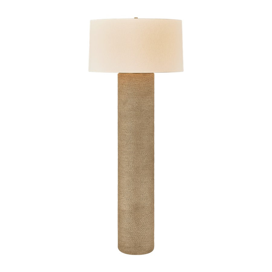 Troy Lighting Roan 1Lt Floor Lamp, Patina Brass/Off White Linen - PFL1965-PBR