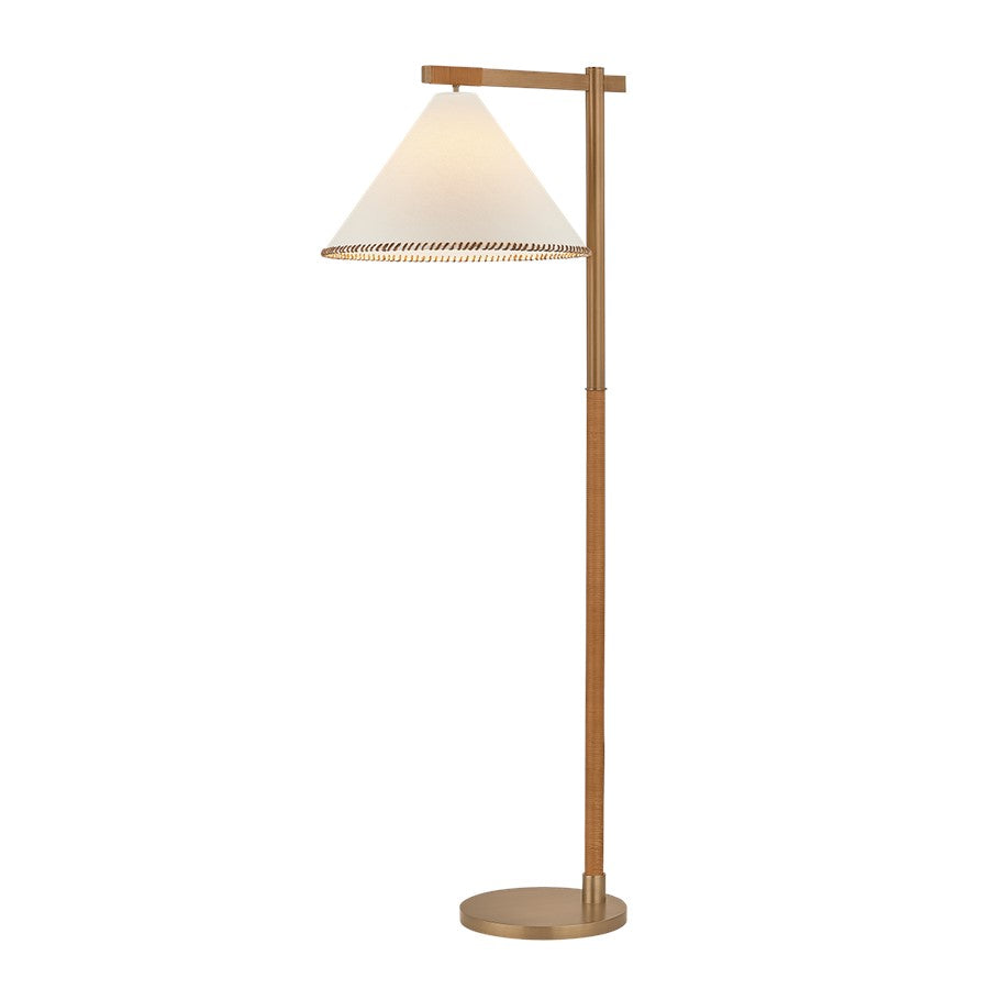 Troy Lighting Stoney 1Lt Floor Lamp, Patina Brass/White Linen 1 - PFL2560-PBR