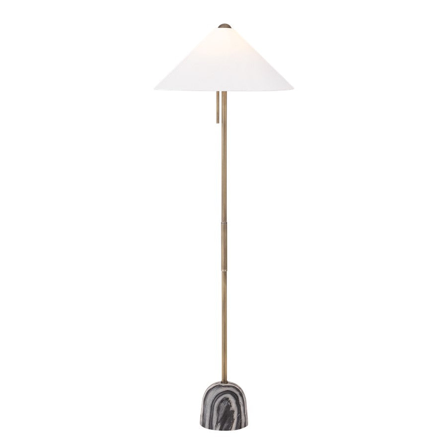 Troy Lighting Millbrae 1Lt Floor Lamp, Brass/Off White Linen - PFL5064-PBR