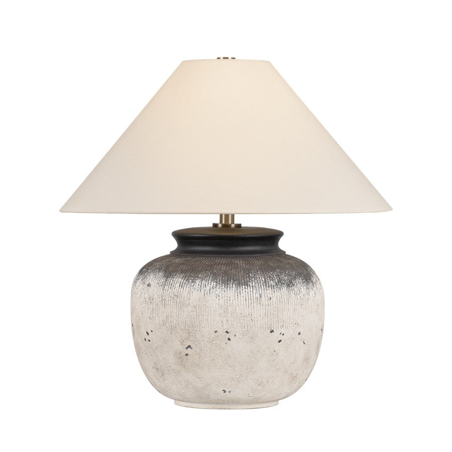 Troy Lighting Unearthed 1Lt Table Lamp, Brass/Off White Linen - PTL1723-PBR-CFH