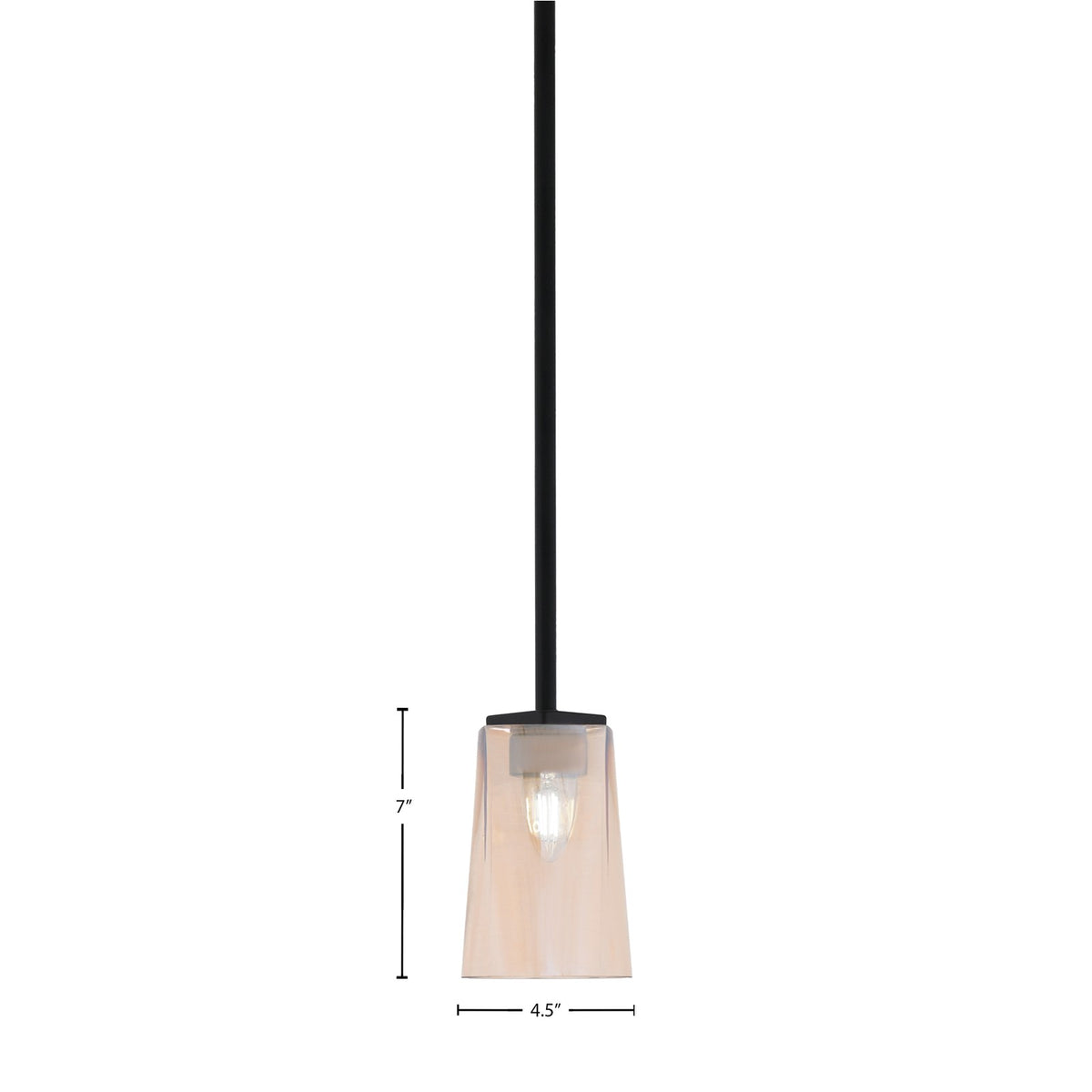 Toltec Franklin 1-Light Mini Pendant | Modern Matte Black and Amber Gradient Glass | Kitchen Island & Dining Room | 4.5 x 7 in | Model 1201-MB-263