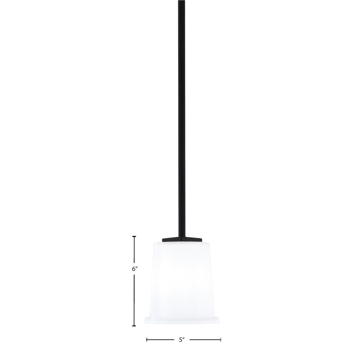 Toltec Franklin 5in 1-Light Mini Pendant | Modern Matte Black and White Opal Glass | Kitchen Island & Dining Room | 5 x 6 in | Model 1201-MB-5031
