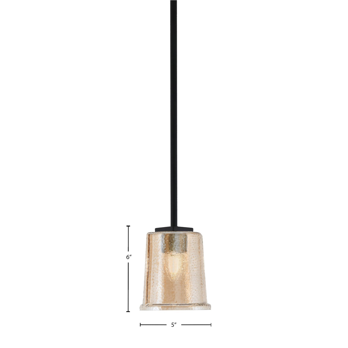 Toltec Franklin 5in 1-Light Mini Pendant | Modern Matte Black and Amber Bubble Glass | Kitchen Island & Dining Room | 5 x 6 in | Model 1201-MB-5033