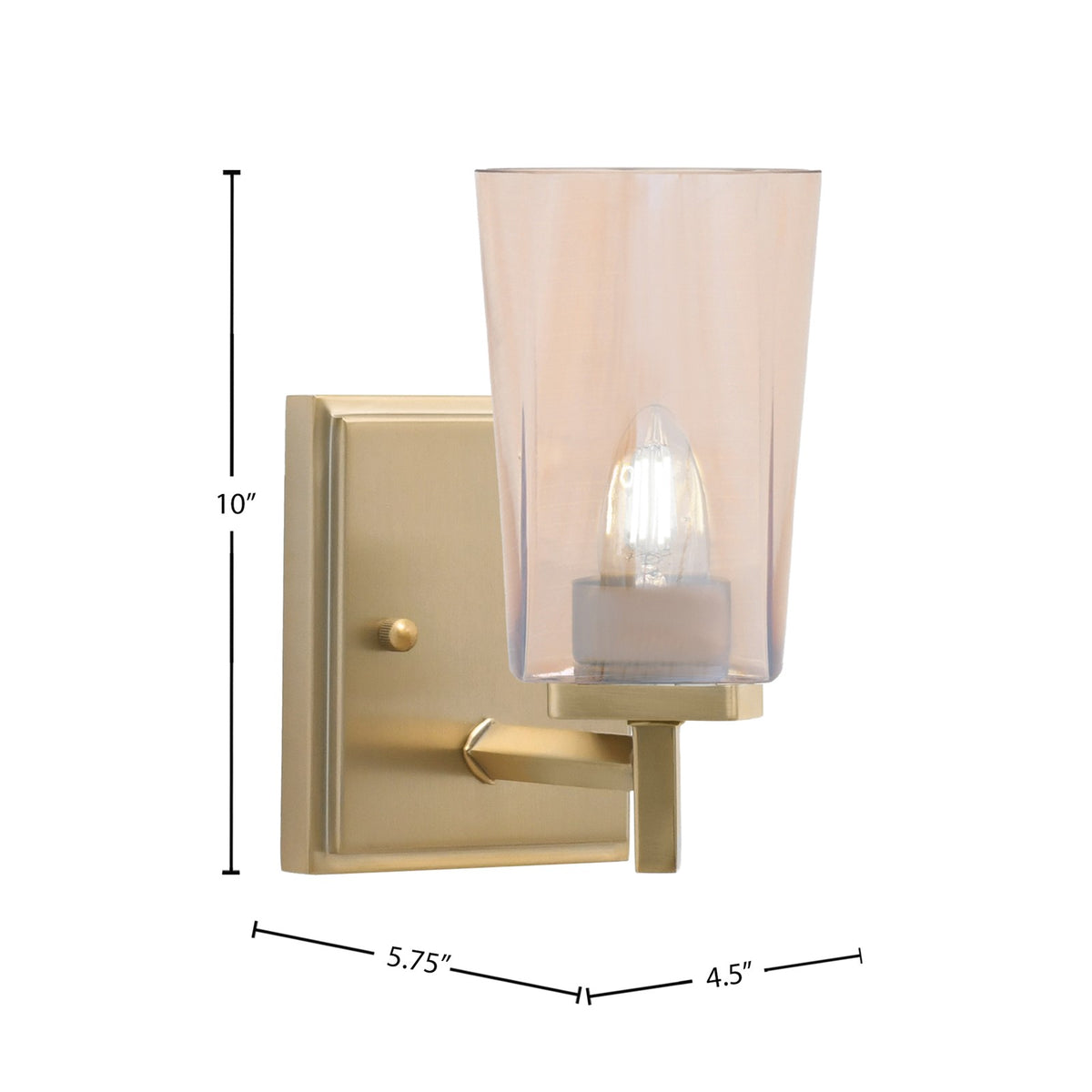Toltec Franklin 1-Light Wall Sconce | New Age Brass and Amber Gradient Glass | Bathroom & Hallway Accent Light | Model 1211-NAB-263
