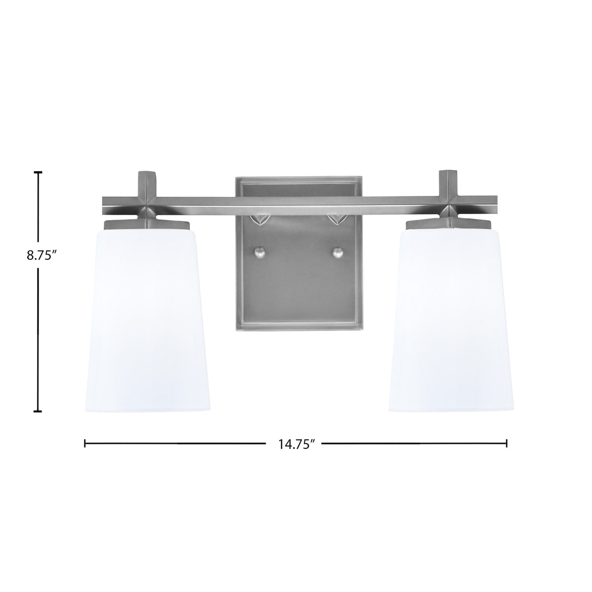 Toltec Franklin 2-Light Bath Bar | Graphite and White Opal Glass | Bathroom Vanity Light | 6.25 x 8.75 in | Model 1212-GP-261