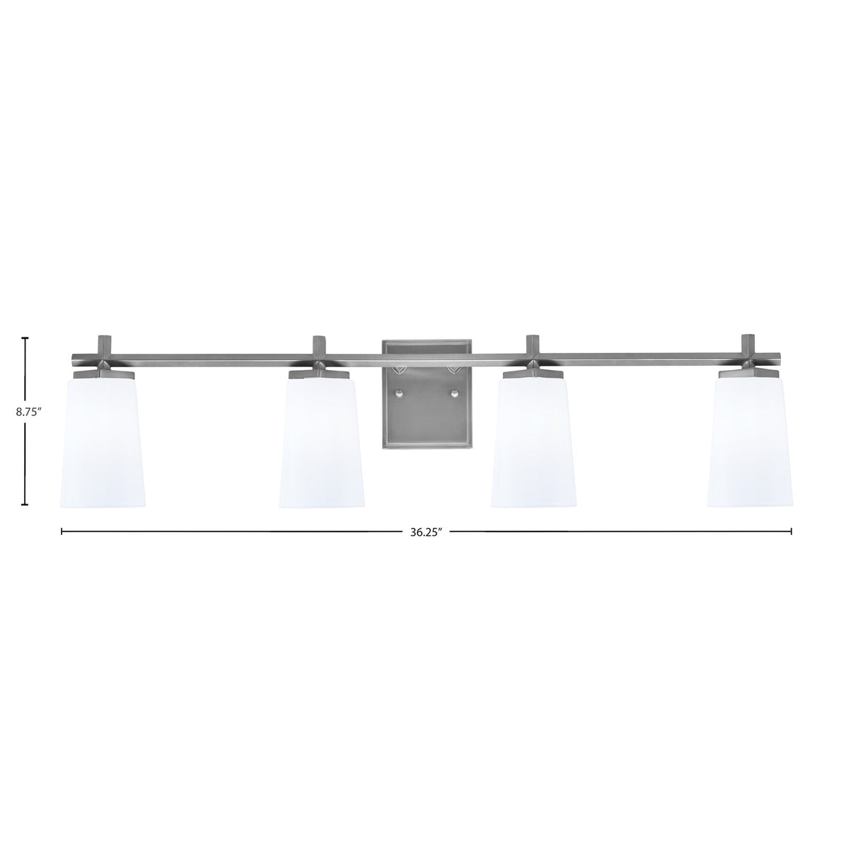 Toltec Franklin 4-Light Bath Bar | Graphite and White Opal Glass | Bathroom Vanity Light | 5.5 x 11.25 in | Model 1214-GP-261