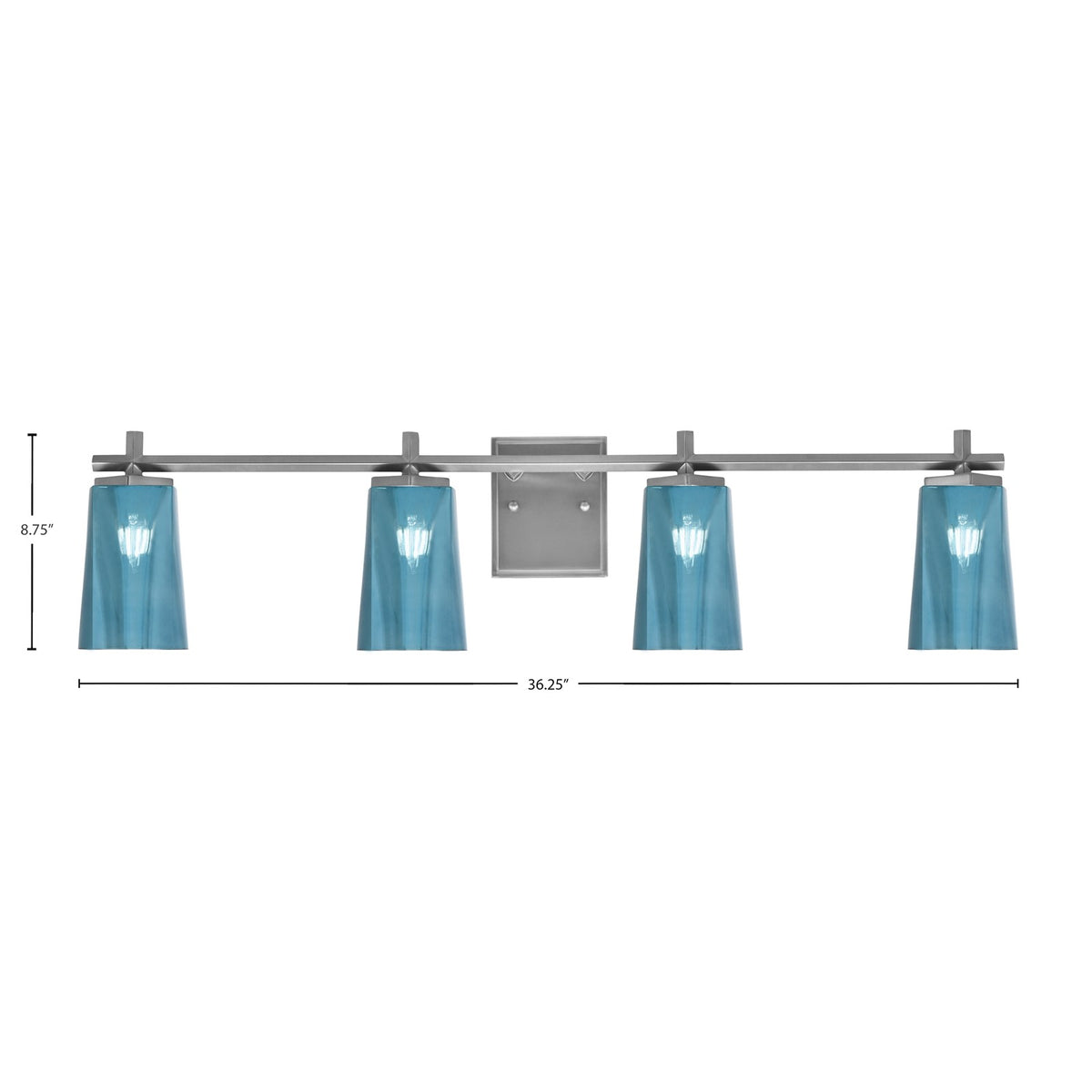 Toltec Franklin 4-Light Bath Bar | Graphite Steel and Blue Gradient Glass | Bathroom & Powder Room Vanity Light | 11.25in H | Model 1214-GP-265