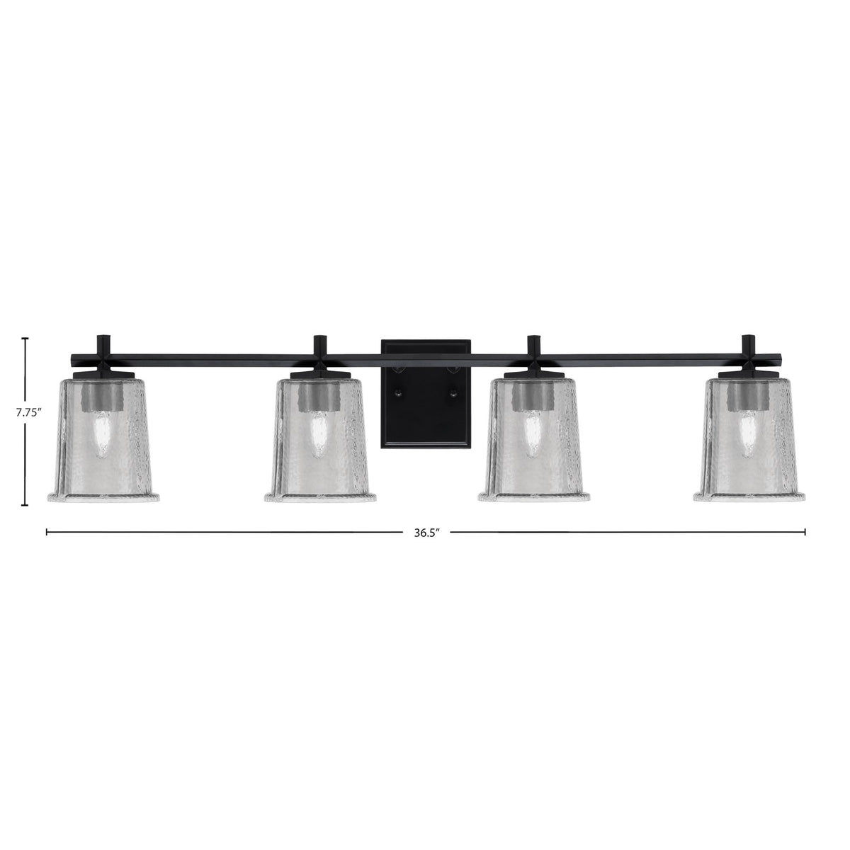 Toltec Franklin 4-Light Bath Bar | Modern Matte Black Steel and Smoke Bubble Glass | Bathroom Vanity & Powder Room | 5.5 x 10.25 in | Model 1214-MB-5032
