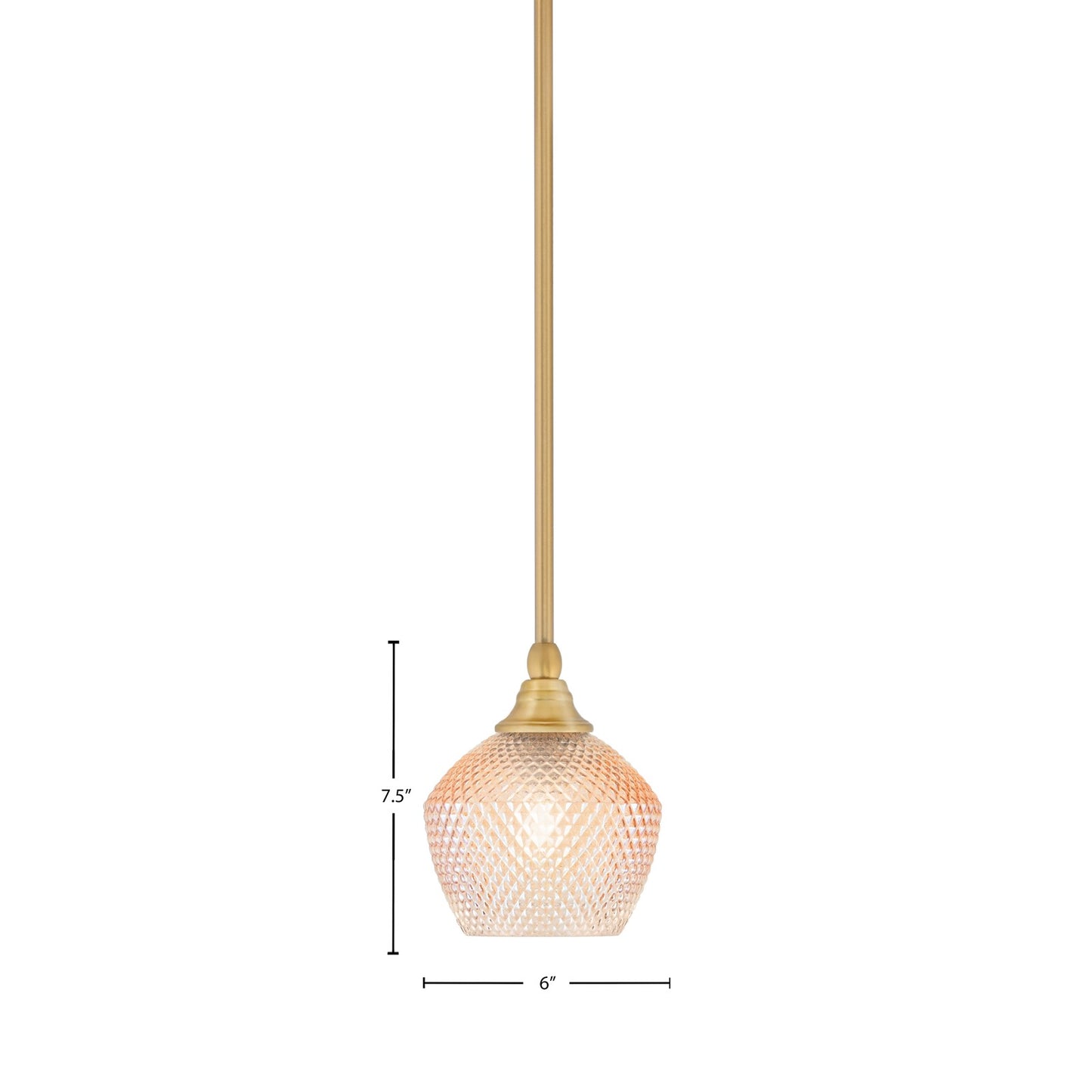 Toltec Stem 6in 1-Light Mini Pendant | Modern New Age Brass Steel and Amber Textured Glass | Kitchen Island & Counter Accent | 6 x 7.5 in | Model 23-NAB-4623
