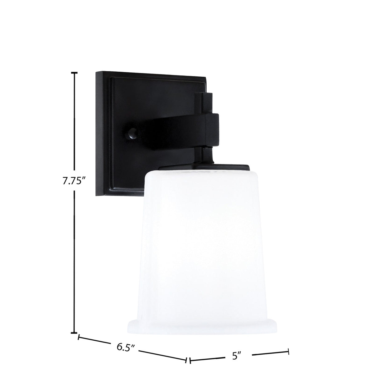 Toltec Corbin 1-Light Wall Sconce | Modern Matte Black and White Opal Glass | Bedroom & Hallway Accent Light | 5 x 6.5 x 7.75 in | Model 2311-MB-5031