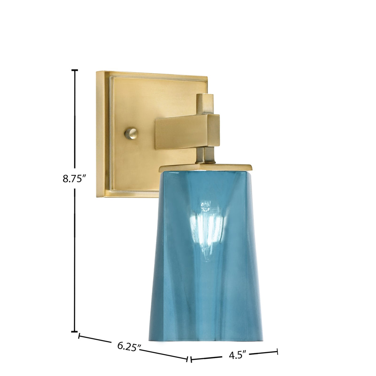 Toltec Corbin 4.5in 1-Light Wall Sconce | Modern New Age Brass and Blue Gradient Glass | Bedroom & Hallway | 4.5 x 6.25 x 8.75 in | Model 2311-NAB-265