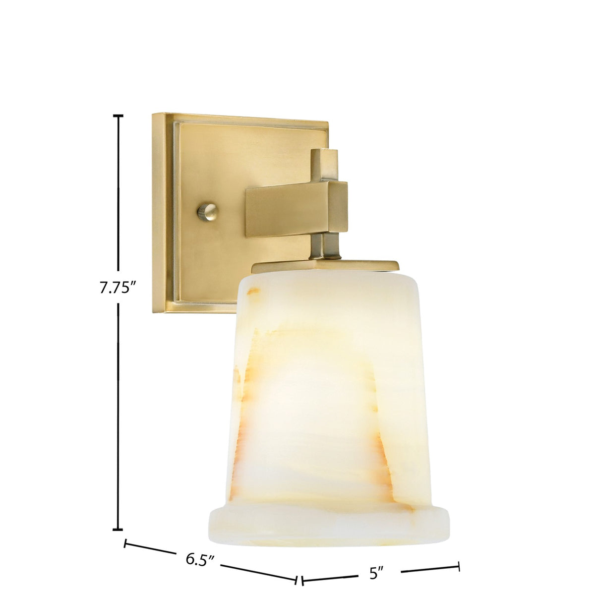 Toltec Corbin 1-Light Wall Sconce | New Age Brass and Natural Stone Shade | Bedroom & Hallway Accent Light | 5 x 6.5 x 7.75 in | Model 2311-NAB-4128