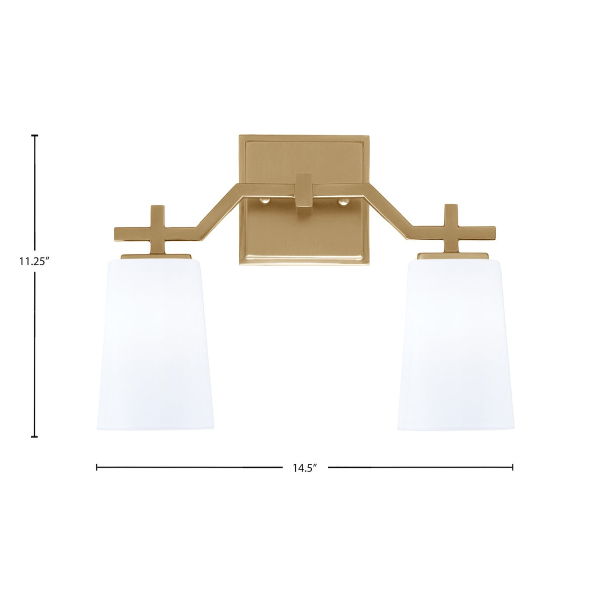 Toltec Corbin 2-Light Bath Bar | New Age Brass and White Opal Glass | Bathroom & Powder Room Vanity Light | 5.5 x 11.25 in | Model 2312-NAB-261