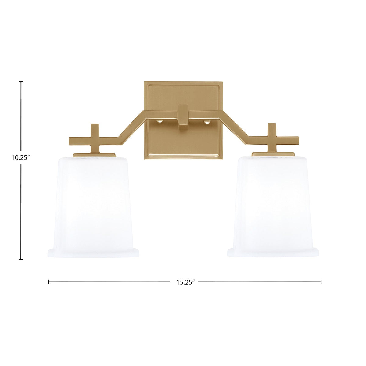 Toltec Corbin 2-Light Bath Bar | Modern New Age Brass and White Opal Glass | Bathroom Vanity Light | 5.5 x 10.25 in | Model 2312-NAB-5031