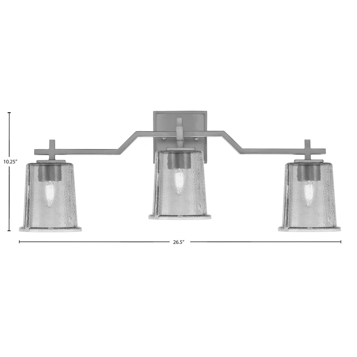 Toltec Corbin 3-Light Bath Bar | Graphite Steel and Smoke Bubble Glass | Bathroom & Vanity Light | 5.5 x 10.25 in | Model 2313-GP-5032