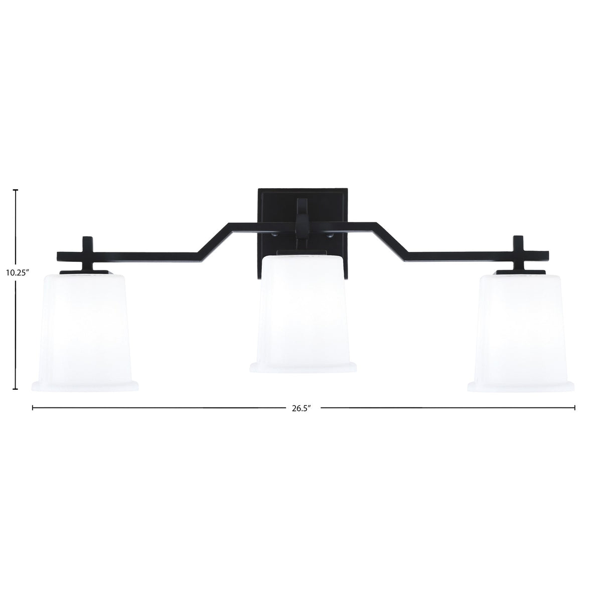 Toltec Corbin 3-Light Bath Bar | Modern Matte Black Steel and White Opal Glass | Bathroom & Powder Room Vanity Light | 5.5 x 10.25 in | Model 2313-MB-5031