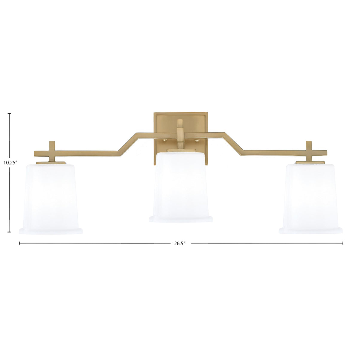 Toltec Corbin 3-Light Bath Bar | Modern New Age Brass and White Opal Glass | Bathroom Vanity & Powder Room | 5.5 x 10.25 in | Model 2313-NAB-5031