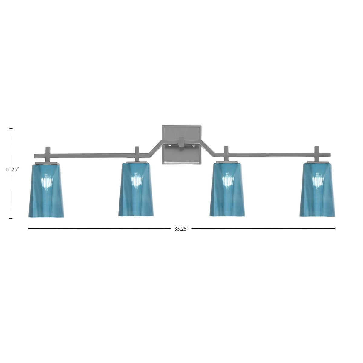 Toltec Corbin 4-Light Bath Bar | Contemporary Graphite and Blue Gradient Glass | Bathroom & Powder Room Vanity | 5.5 x 11.25 in | Model 2314-GP-265