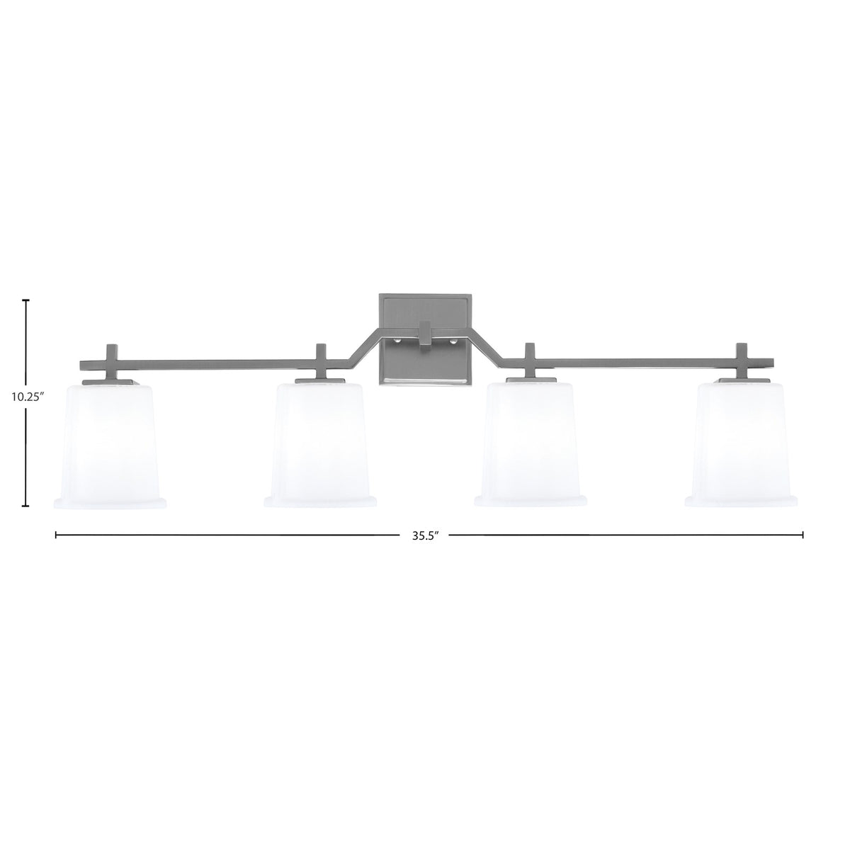 Toltec Corbin 4-Light Bath Bar | Contemporary Graphite Steel and White Opal Glass | Bathroom & Vanity Lighting | 5.5 x 10.25 in | Model 2314-GP-5031