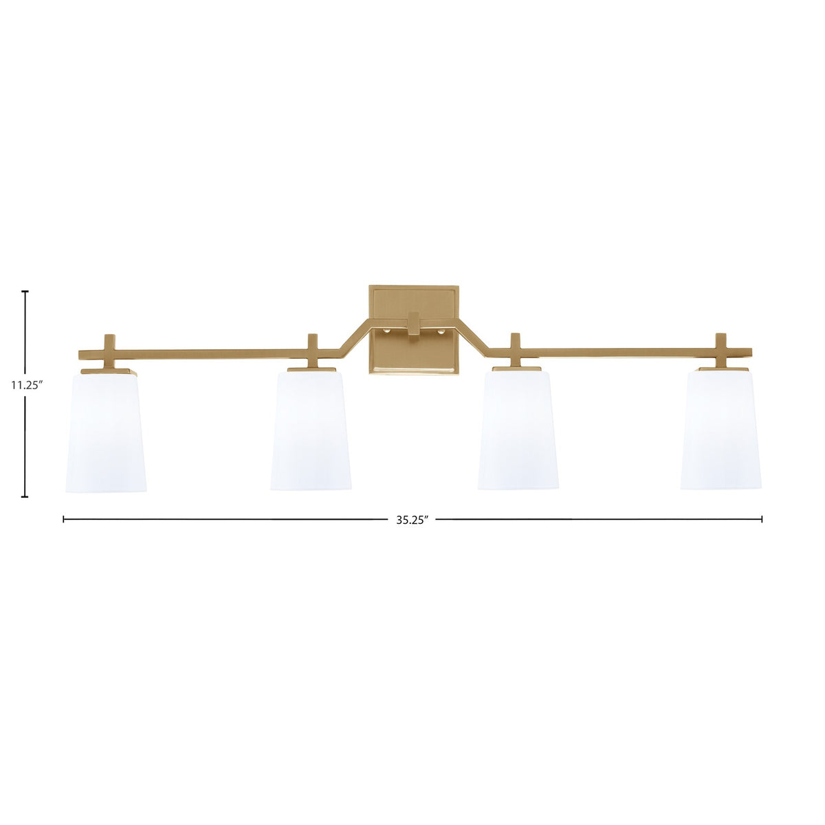 Toltec Corbin 4-Light Bath Bar | Modern New Age Brass Steel and White Opal Glass | Bathroom Vanity Light | 5.5 x 11.25 in | Model 2314-NAB-261