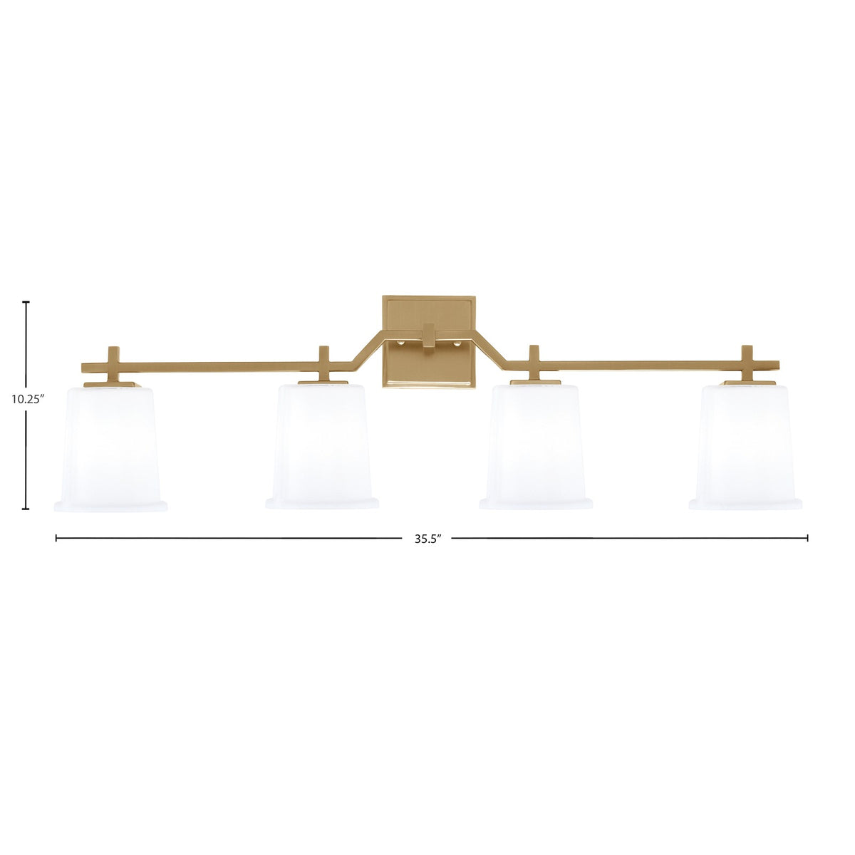 Toltec Corbin 4-Light Bath Bar | New Age Brass and White Opal Glass | Bathroom & Powder Room Vanity Light | 5.5 x 10.25 in | Model 2314-NAB-5031