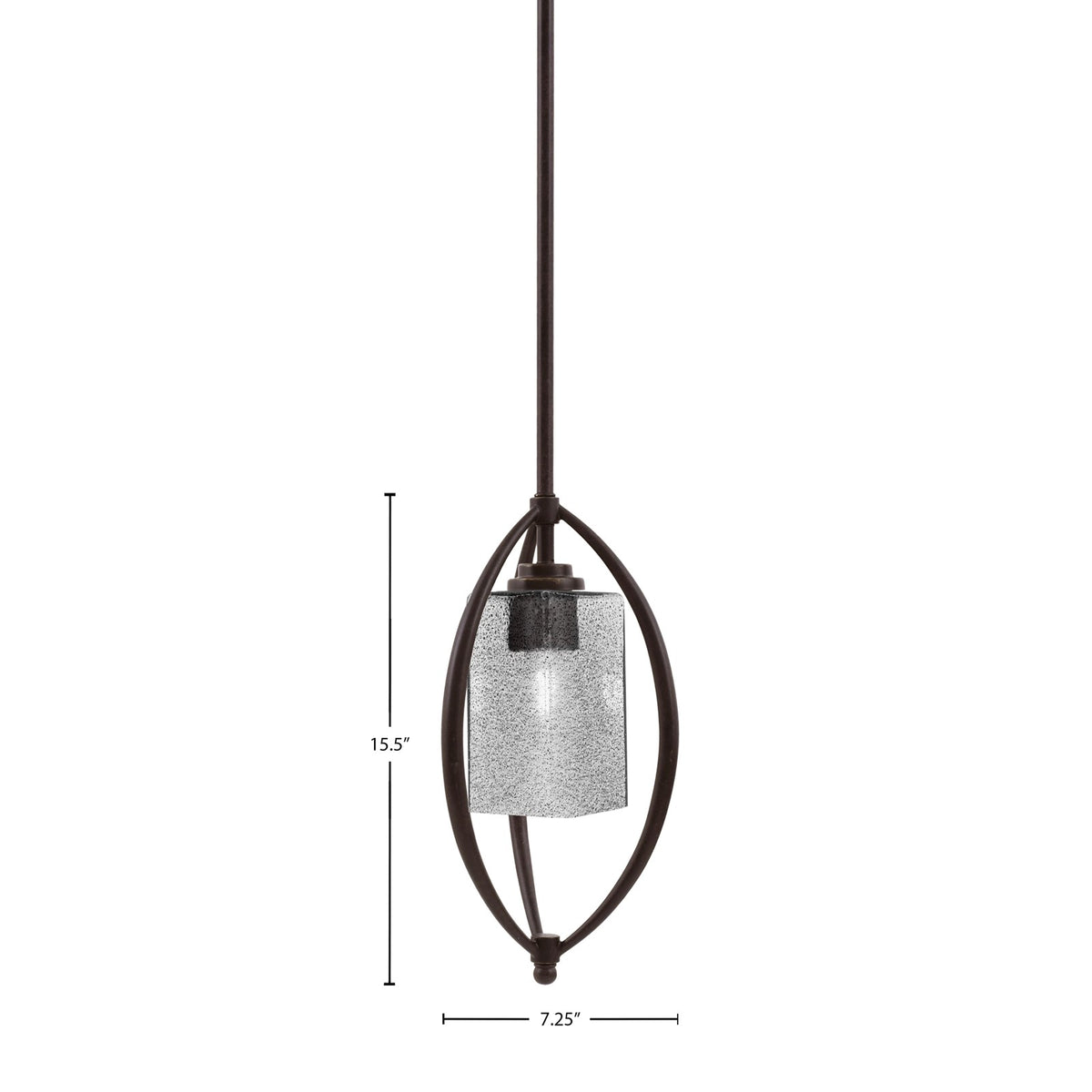Toltec Marquise 7in 1-Light Mini Pendant | Modern Dark Granite and Smoke Bubble Glass | Kitchen Island & Dining Room | Model 2401-DG-542