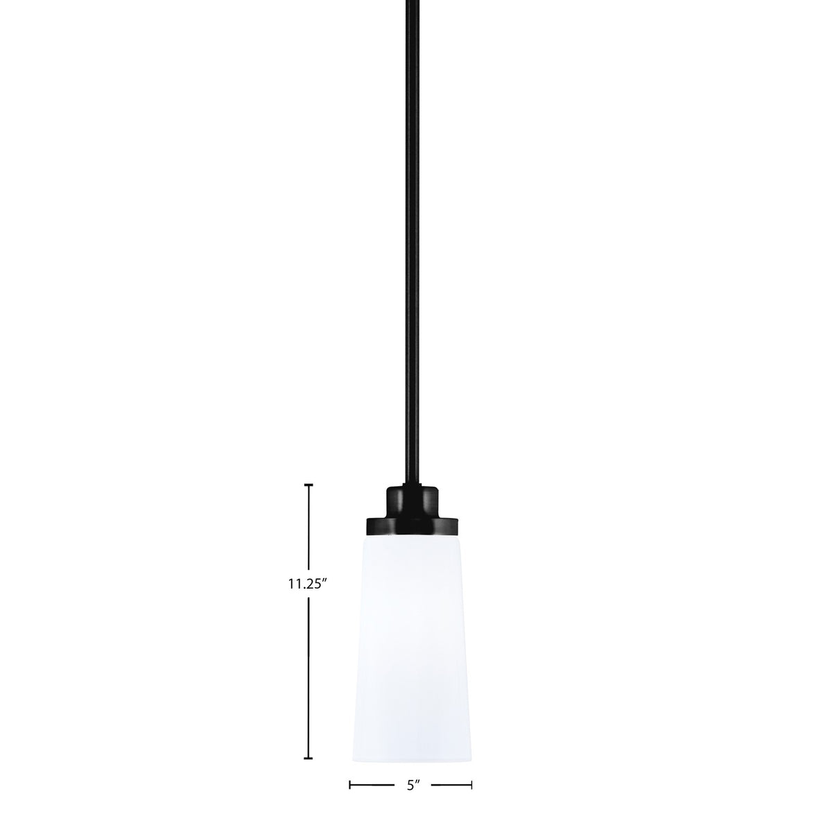 Toltec Odyssey 5in 1-Light Mini Pendant | Modern Matte Black and White Opal Glass | Kitchen Island & Dining Room | 5 x 11.25 in | Model 2601-MB-291