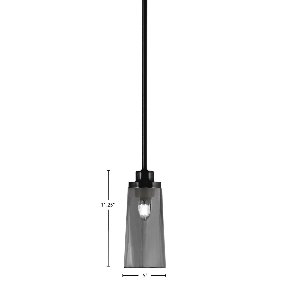 Toltec Odyssey 5in 1-Light Mini Pendant | Modern Matte Black and Smoke Bubble Glass | Kitchen Island & Dining Room | 5 x 11.25 in | Model 2601-MB-292