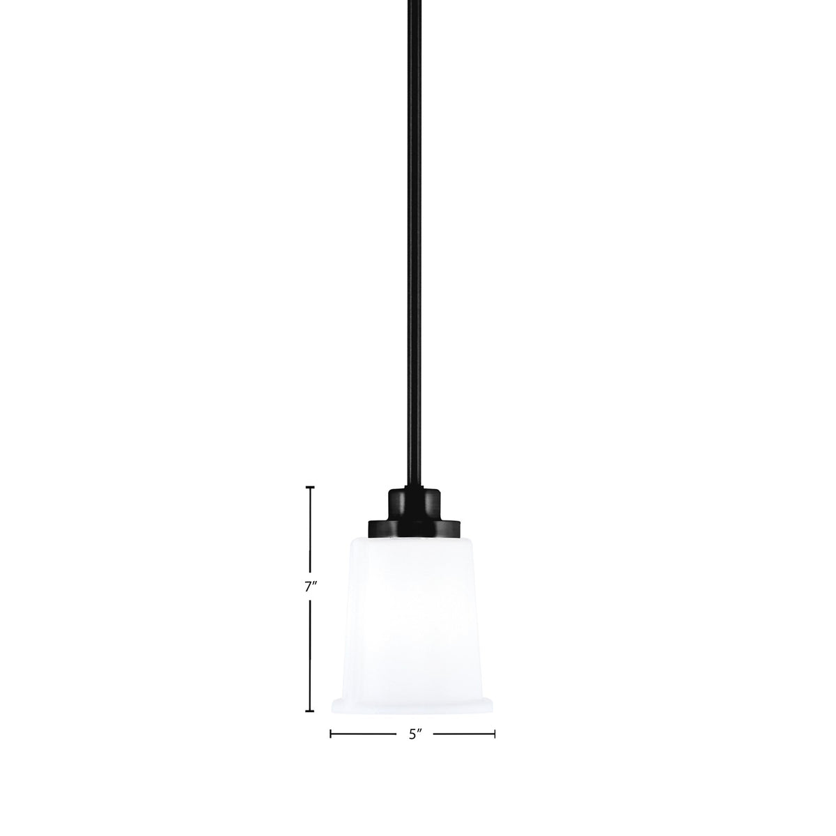 Toltec Odyssey 5in 1-Light Mini Pendant | Modern Matte Black and White Opal Glass | Kitchen Island & Dining Room | 5 x 7 in | Model 2601-MB-5031