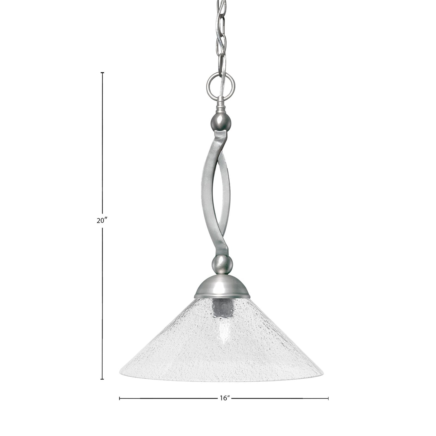 Toltec Bow 16in 1-Light Pendant | Brushed Nickel Steel and Smoke Bubble Glass | Kitchen Island & Dining Room | 16 x 16 x 20 in | Model 271-BN-2162