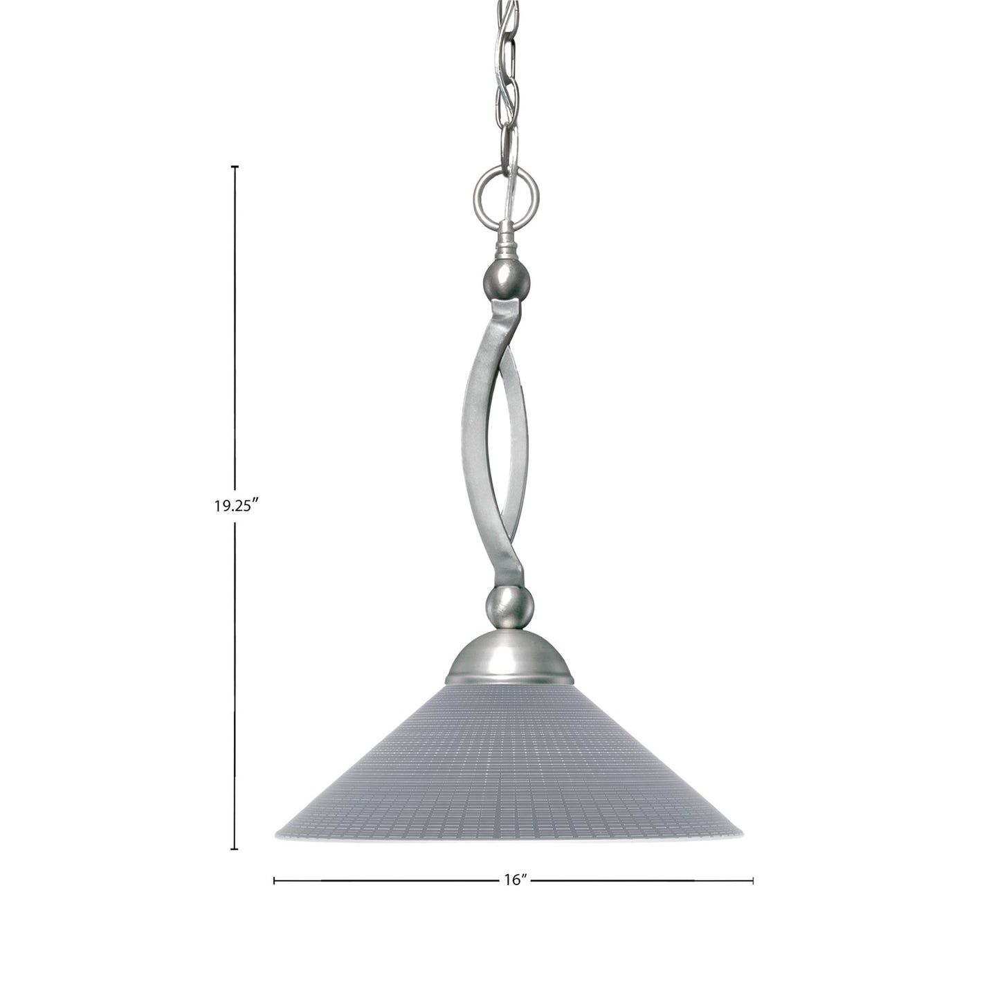 Toltec Bow 16in 1-Light Pendant | Brushed Nickel Steel and Gray Matrix Glass | Kitchen Island & Dining Room | 16 x 16 x 19.25 in | Model 271-BN-4012