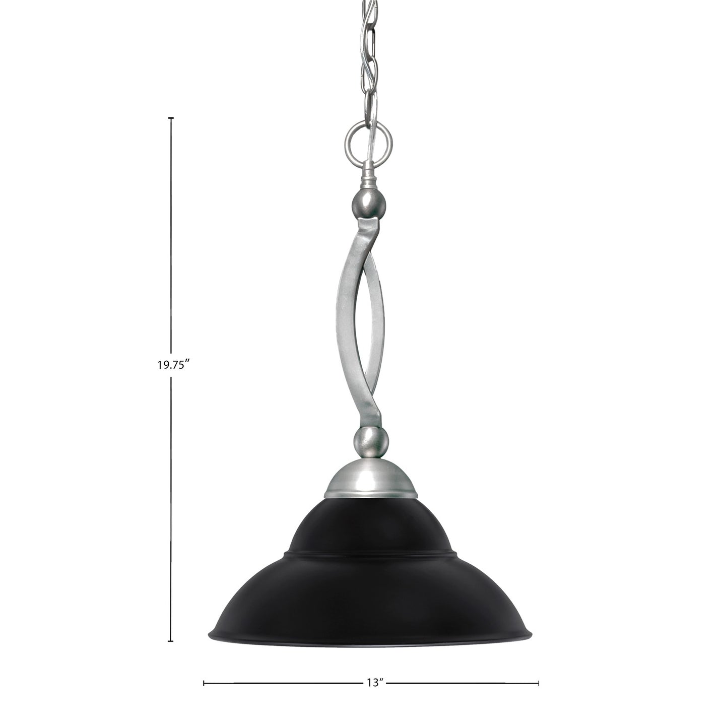Toltec Bow 13in 1-Light Pendant | Brushed Nickel and Matte Black Double Bubble Metal | Kitchen Island & Dining Room | 13 x 13 x 19.75 in | Model 271-BN-428-MB