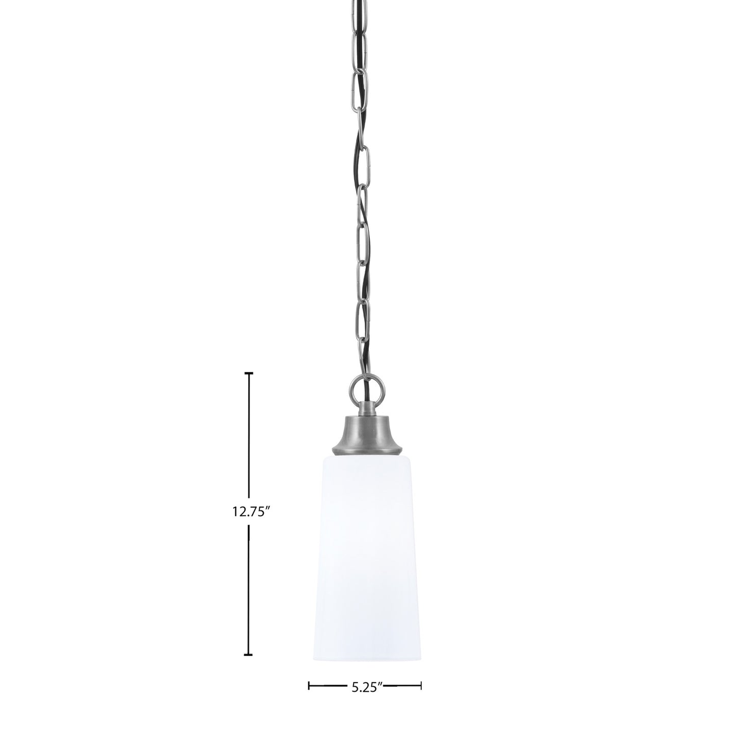 Toltec Chain 5.25in 1-Light Pendant | Industrial Graphite Steel and White Opal Glass | Kitchen Island & Dining Room | 5.25 x 5.25 x 12.75 in | Model 31-GP-291