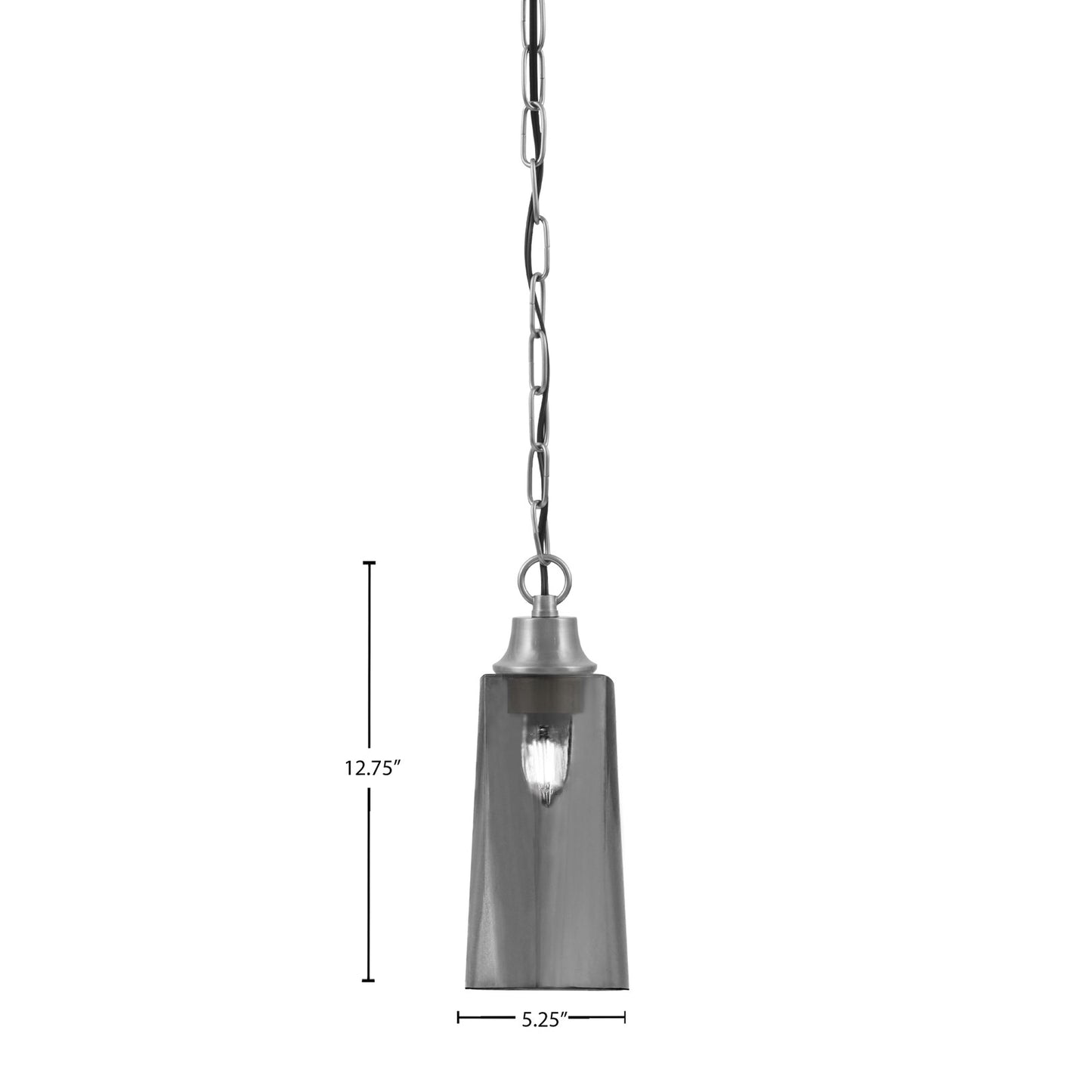 Toltec Chain 5.25in 1-Light Pendant | Industrial Graphite Steel and Smoke Bubble Glass | Kitchen Island & Dining Room | 5.25 x 5.25 x 12.75 in | Model 31-GP-292
