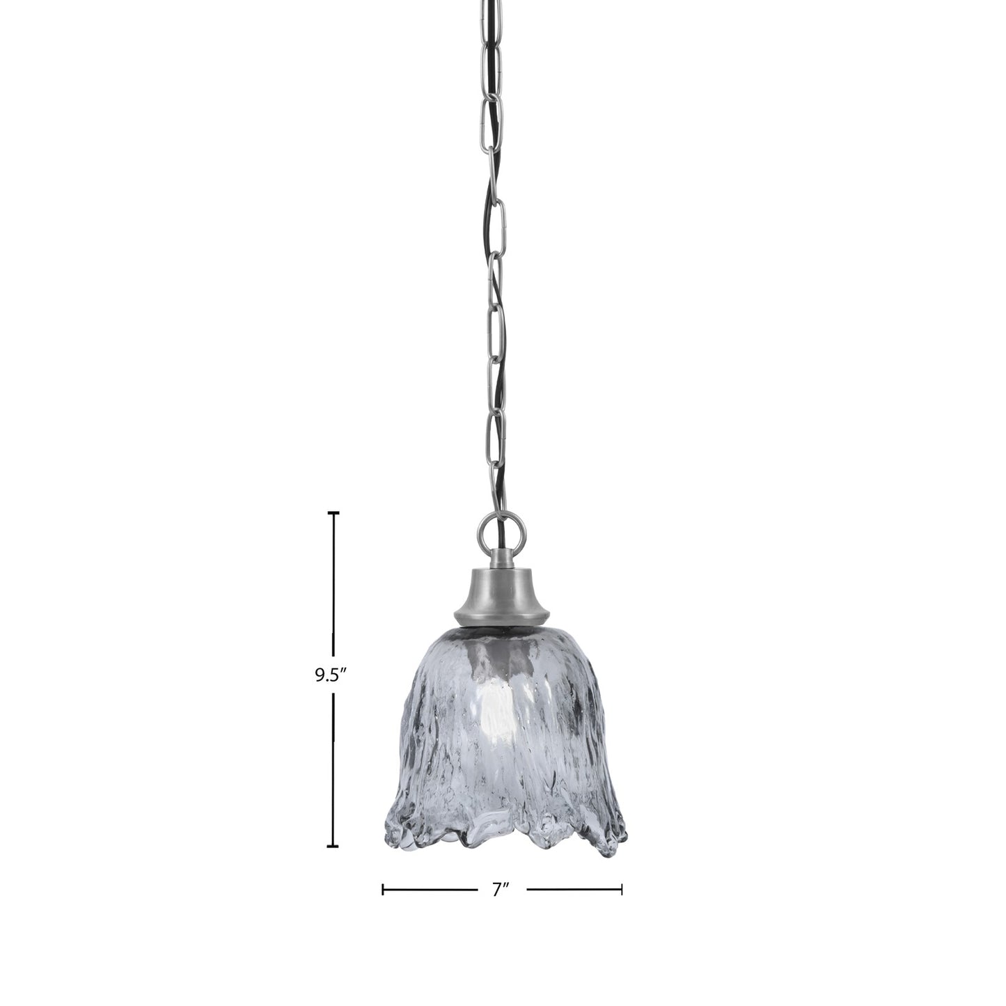 Toltec Chain 7in 1-Light Pendant | Industrial Graphite Steel and Smoke Lava Glass | Kitchen Island & Dining Room | 7 x 9.5 in | Model 31-GP-4232