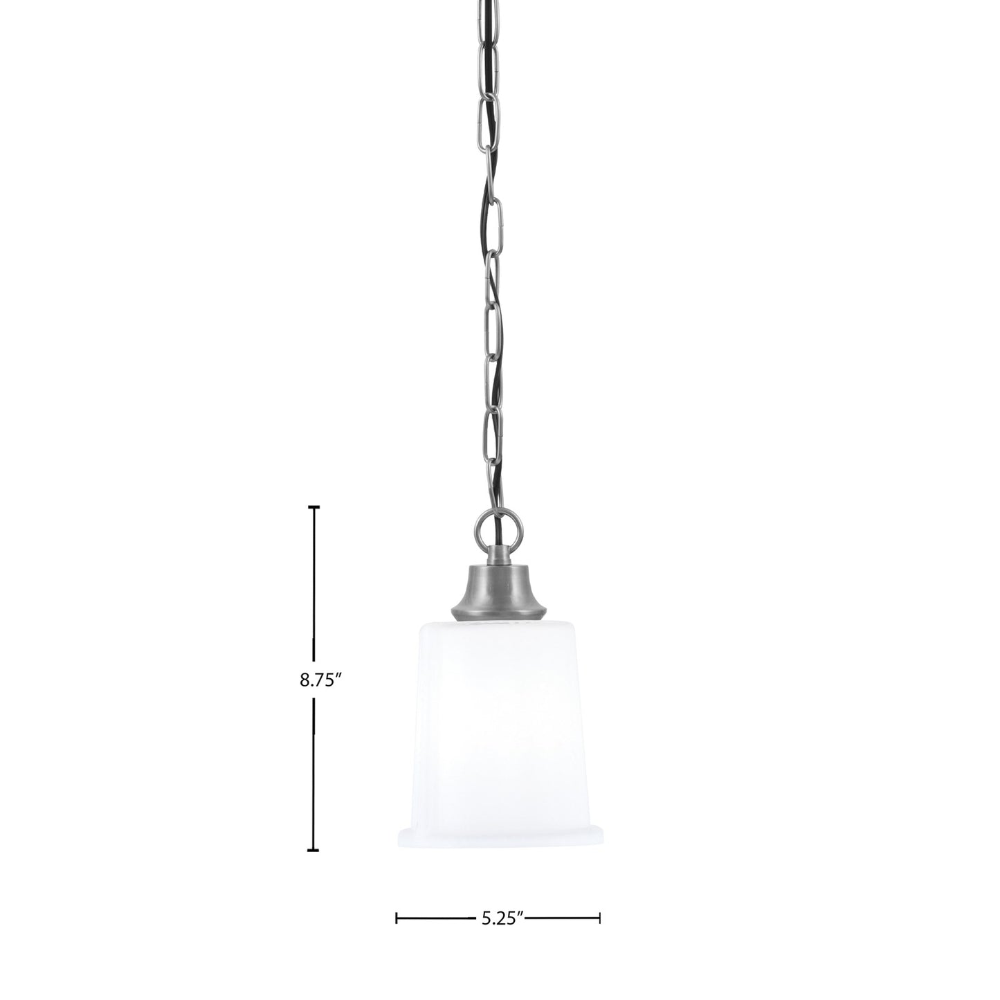 Toltec Chain 5.25in 1-Light Pendant | Modern Graphite Steel and White Opal Glass | Kitchen Island & Dining Room | 5.25 x 8.75 in | Model 31-GP-5031
