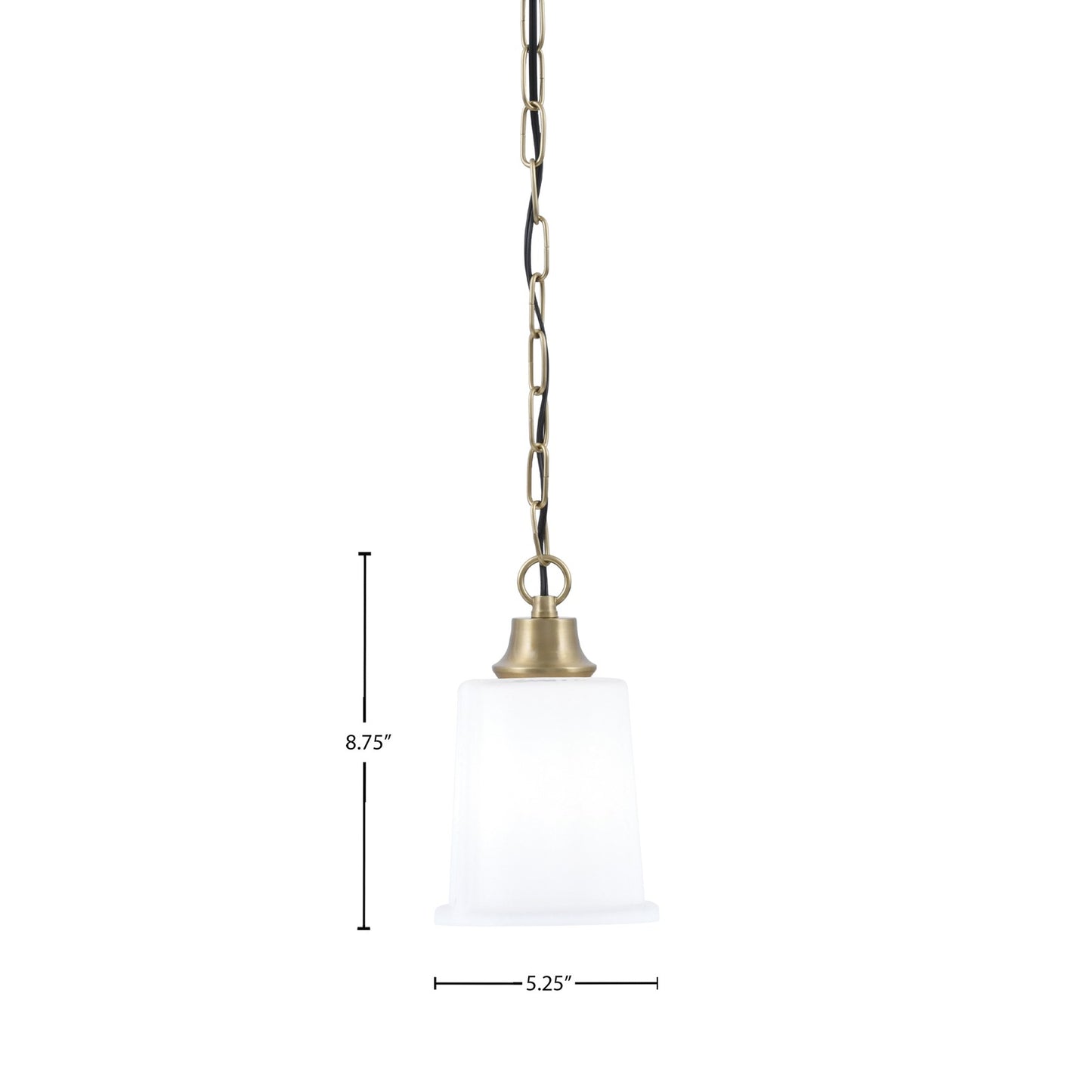 Toltec Chain 5.25in 1-Light Pendant | New Age Brass and White Opal Glass | Kitchen Island & Dining Room | 5.25 x 5.25 x 8.75 in | Model 31-NAB-5031