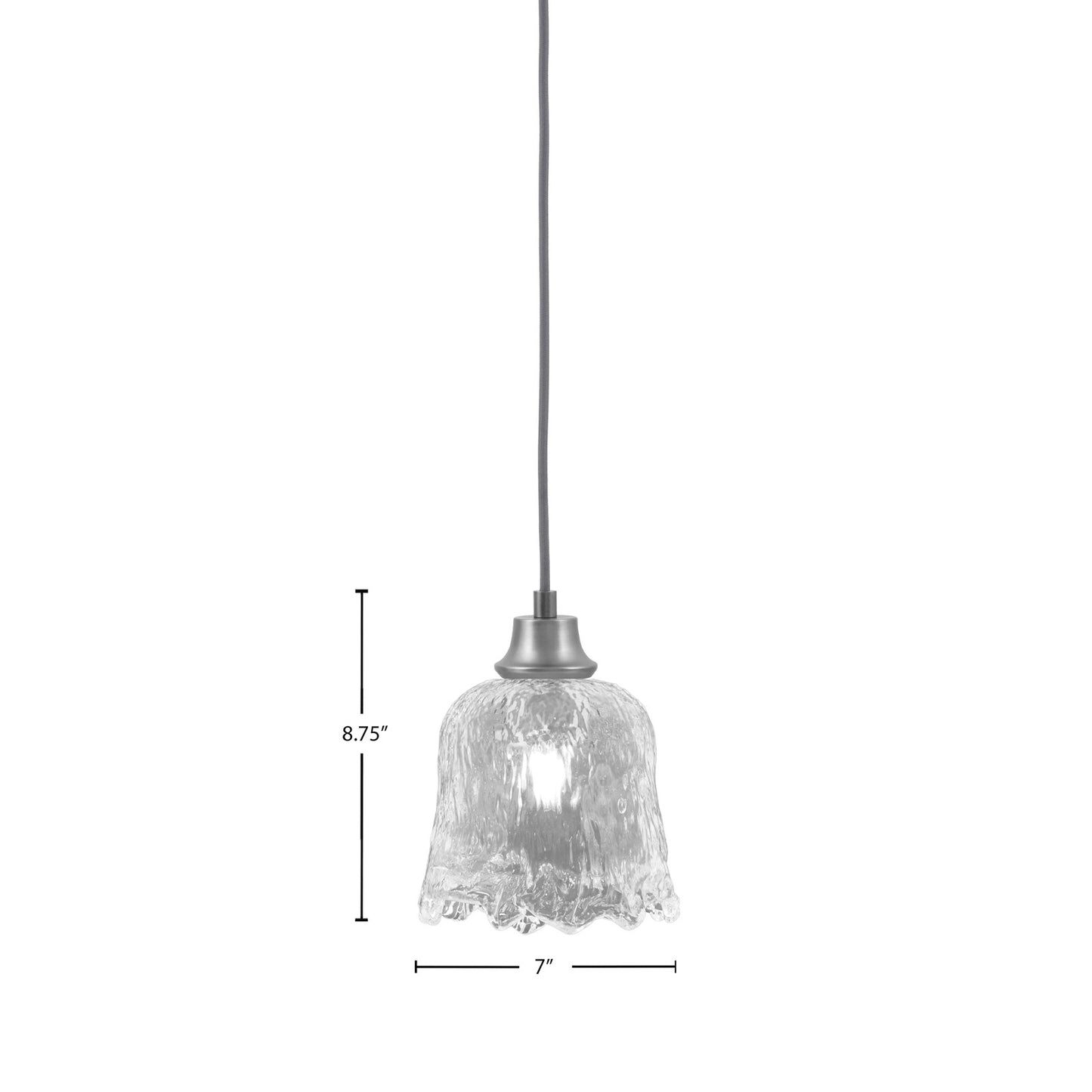 Toltec Cord 7in 1-Light Pendant | Industrial Graphite Steel and Clear Lava Glass | Kitchen Island & Dining Room | 7 x 8.75 in | Model 32-GP-4230