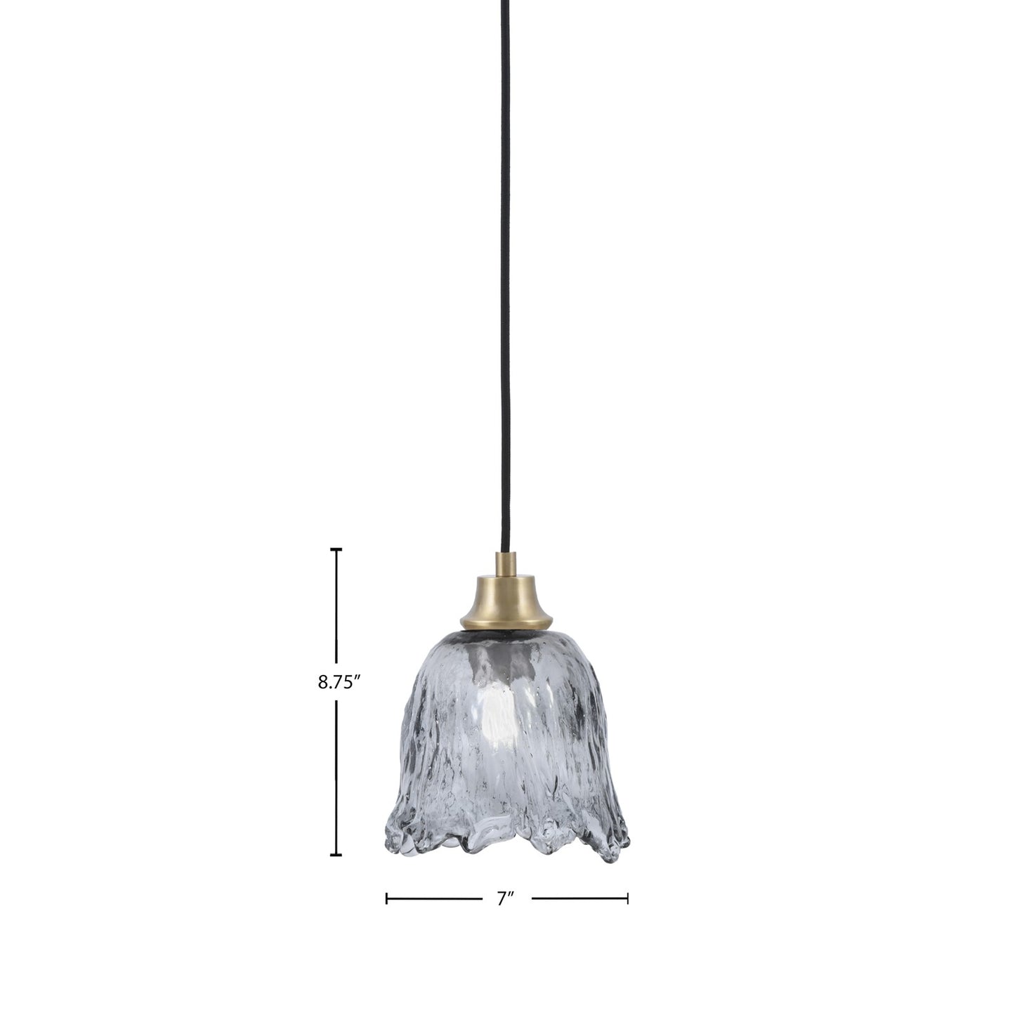 Toltec Cord 7in 1-Light Pendant | New Age Brass Steel and Smoke Lava Glass | Kitchen Island & Dining Room | 7 x 7 x 8.75 in | Model 32-NAB-4232
