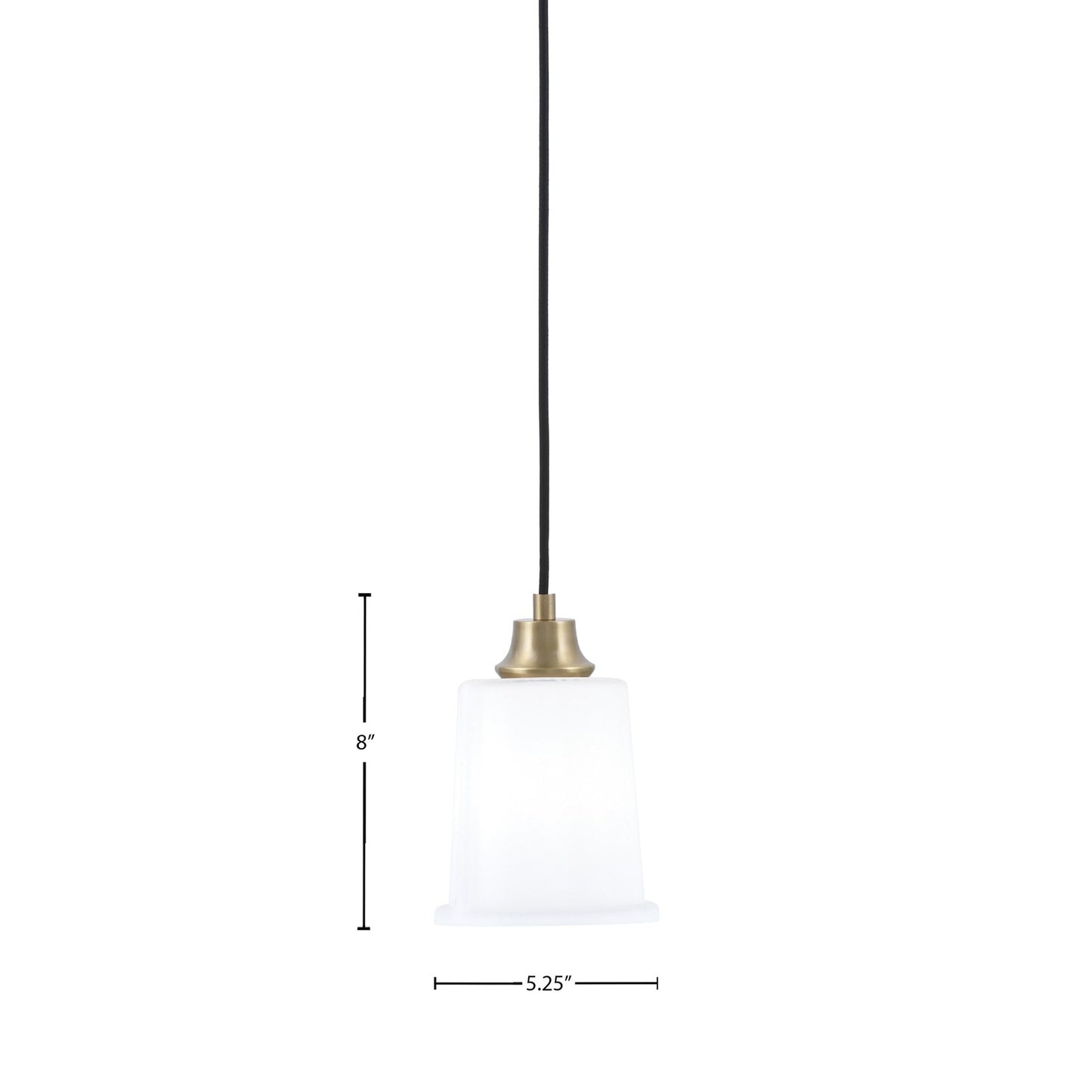 Toltec Cord 5.25in 1-Light Pendant | New Age Brass Steel and White Opal Glass | Kitchen Island & Dining Room | 5.25 x 8 in | Model 32-NAB-5031