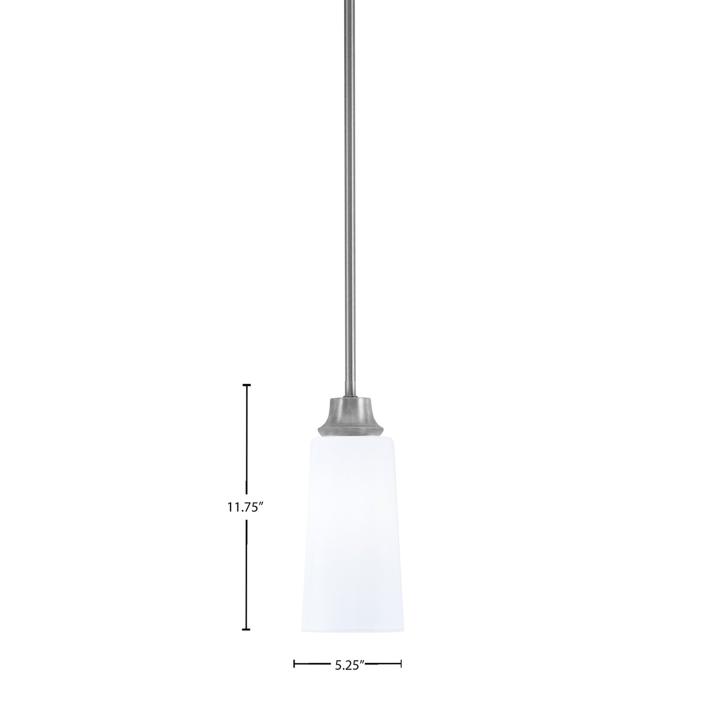 Toltec Stem 5.25in 1-Light Pendant | Industrial Graphite Steel and White Opal Glass | Kitchen Island & Dining Room | 5.25 x 11.75 in | Model 33-GP-291