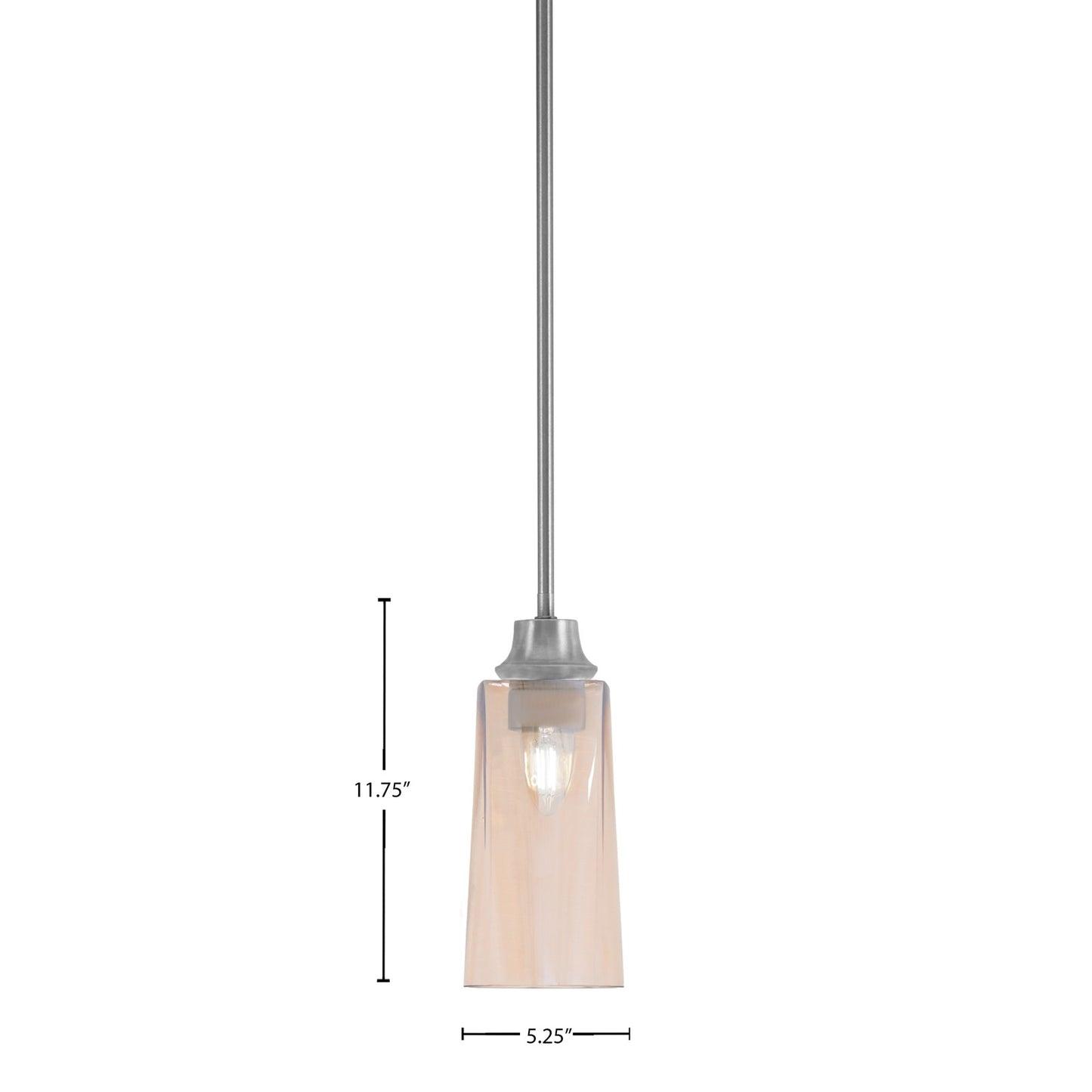 Toltec Stem 5in 1-Light Pendant | Graphite Steel and Amber Gradient Glass | Kitchen Island & Dining Room | 5.25 x 5.25 x 11.75 in | Model 33-GP-293