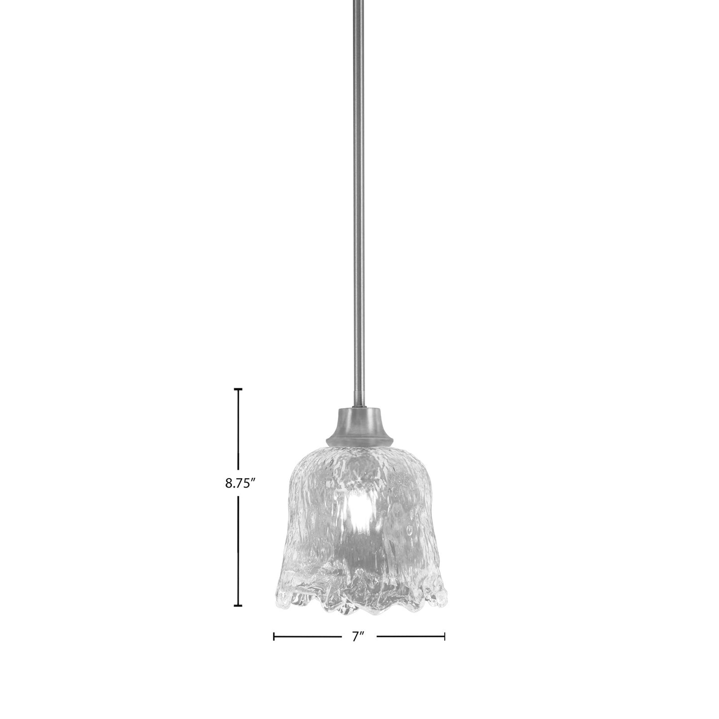 Toltec Stem 7in 1-Light Pendant | Graphite Steel and Clear Lava Glass | Kitchen Island & Dining Room | 7 x 7 x 8.75 in | Model 33-GP-4230