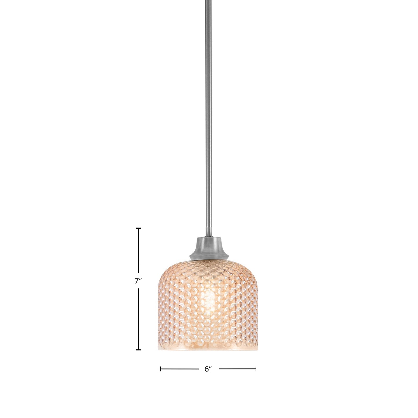 Toltec Stem 6in 1-Light Pendant | Modern Graphite Steel and Amber Textured Glass | Kitchen Island & Dining Room | 6 x 7 in | Model 33-GP-4613