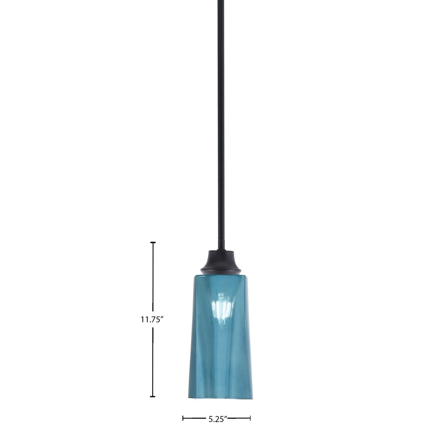Toltec Stem 5in 1-Light Pendant | Modern Matte Black Steel and Blue Gradient Glass | Kitchen Island & Dining Room | 5.25 x 5.25 x 11.75 in | Model 33-MB-295