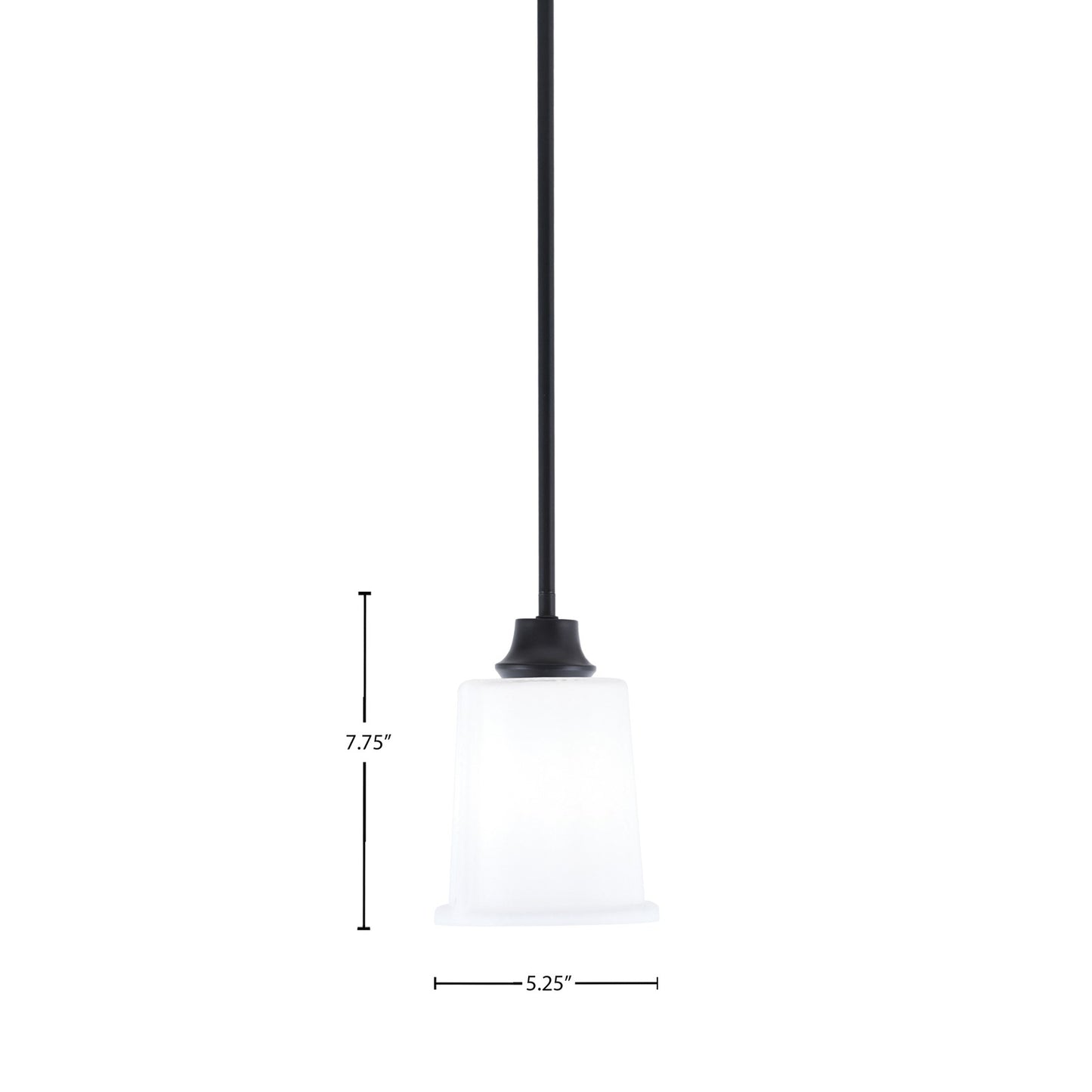 Toltec Stem 5.25in 1-Light Pendant | Modern Matte Black Steel and White Opal Glass | Kitchen Island & Dining Room | 5.25 x 7.75 in | Model 33-MB-5031