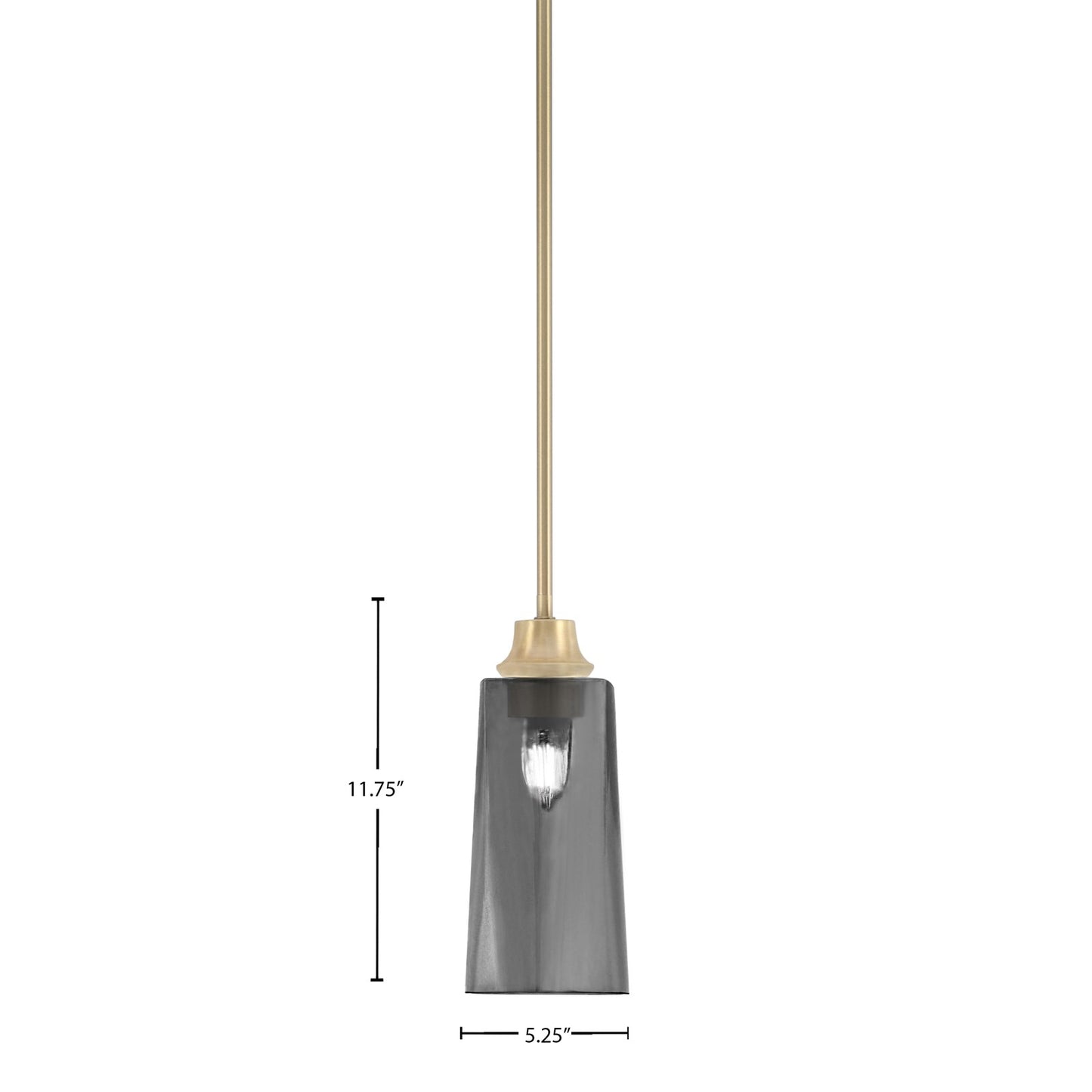 Toltec Stem 1-Light Pendant | New Age Brass and Smoke Bubble Glass | Kitchen Island & Dining Room | 5.25 x 5.25 x 11.75 in | Model 33-NAB-292